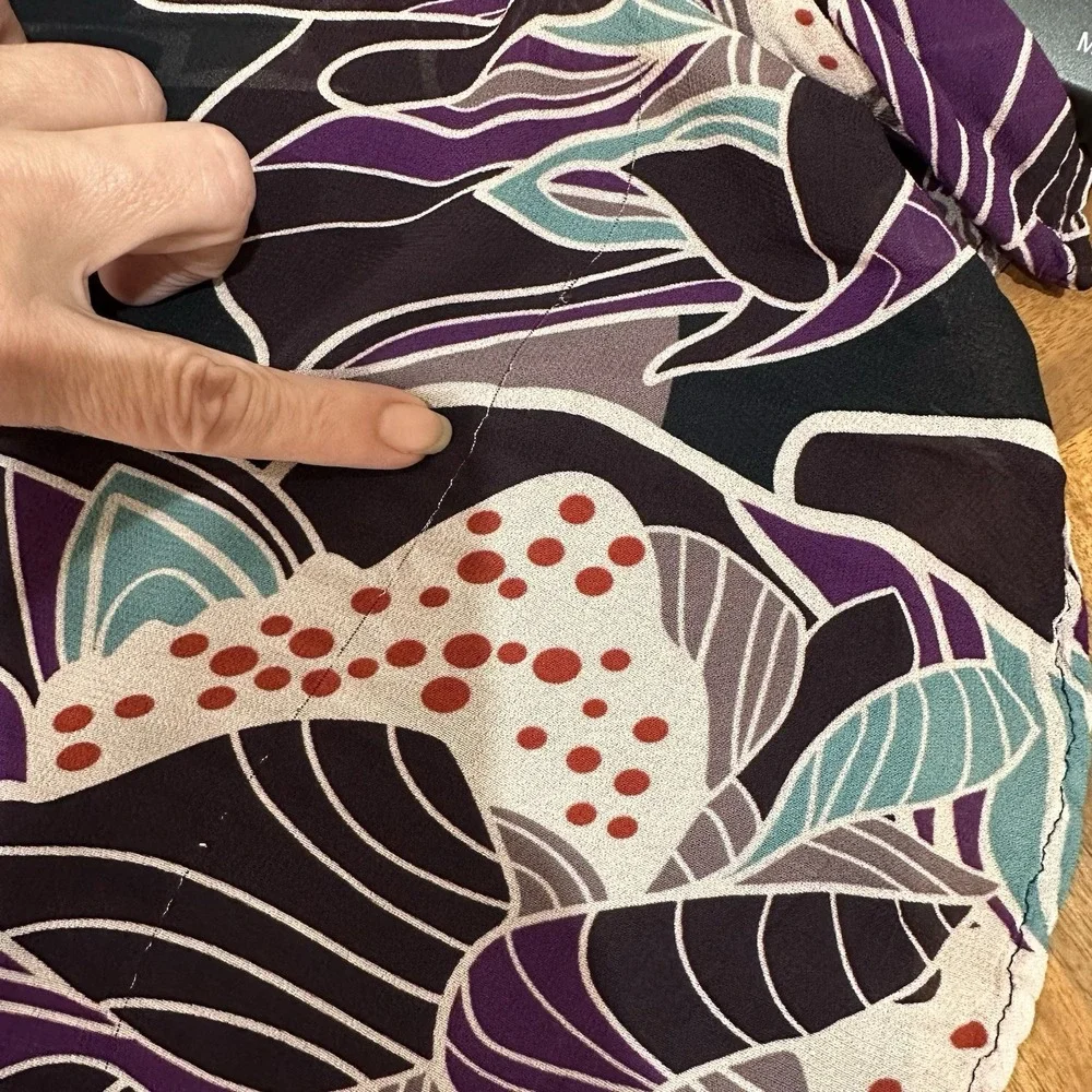 Anthropologie LET ME BE Floral Midi‎ Dress M Flowy Black Purple Party Wedding - Picture 13 of 15
